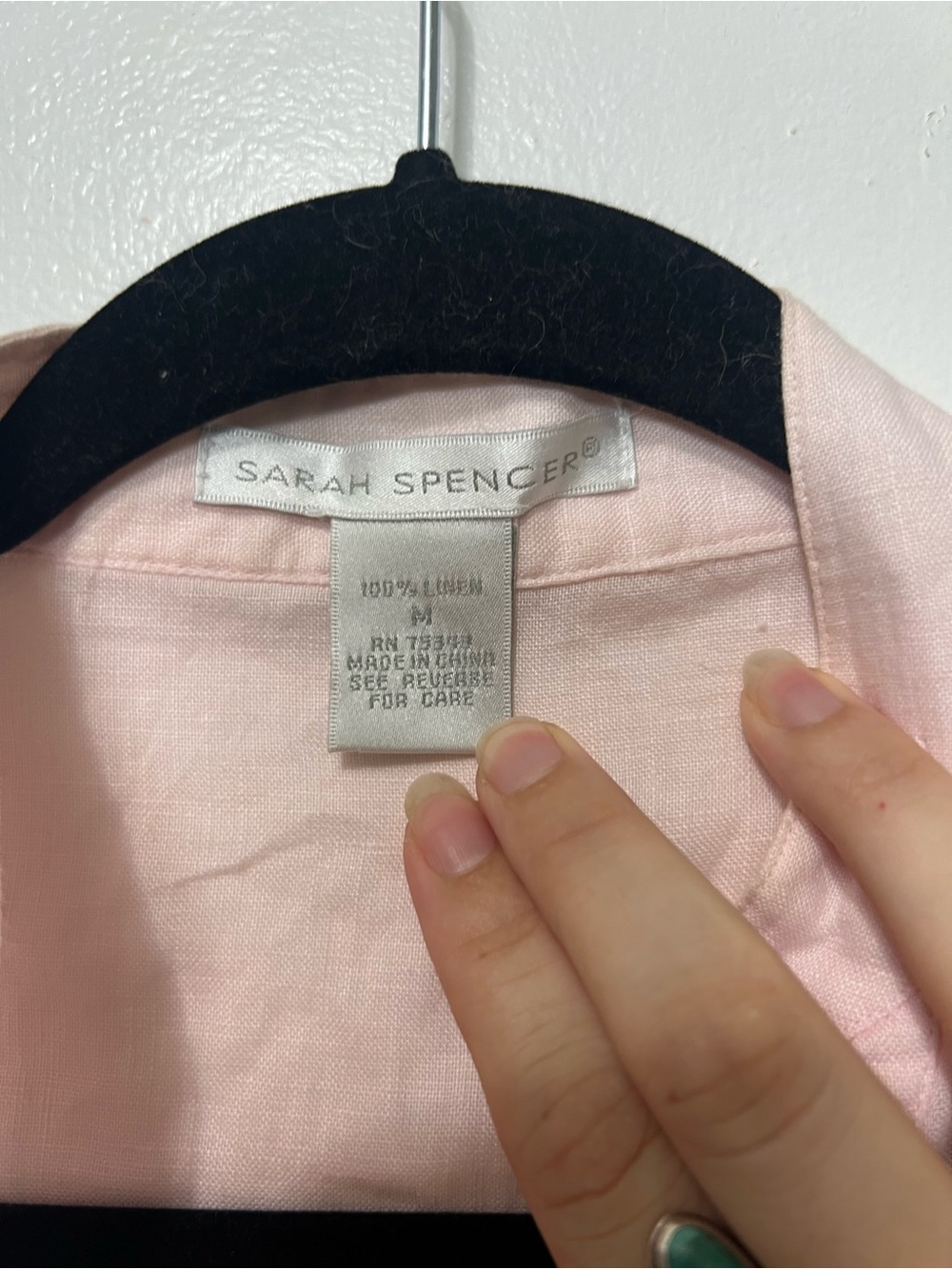 100% linen Light dusty Pink Sleeveless Button-Front Women's Top - Picture 4 of 4
